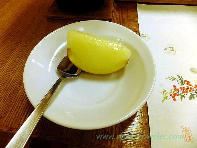 Apple sorbet at dinner, Takayu onsen (Tamagoyu 2013)