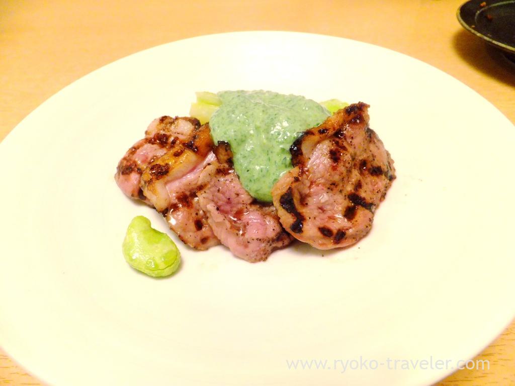 Grilled duck with Hosta montana and hrysanthemum leaves sauce, Ginza Shimada (Ginza)