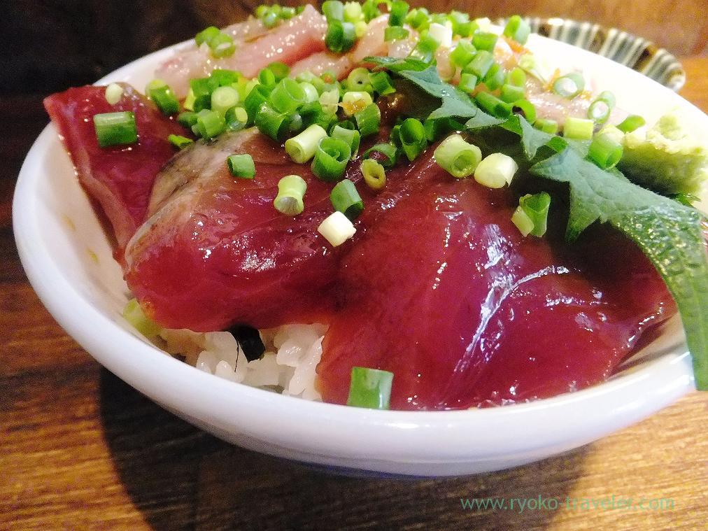 Bonito side of two species sashimi bowl, Hajime Sengyo-ten (Tsukiji)