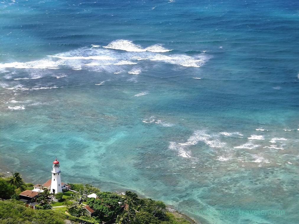 Lighthouse and sea, Diamond head, Honolulu 2014