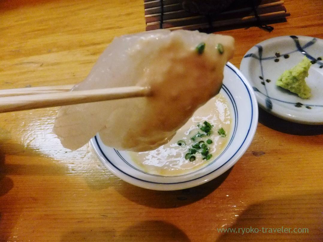Filefish with its liver soy sauce, Miyakozushi (Bakuro-Yokoyama)