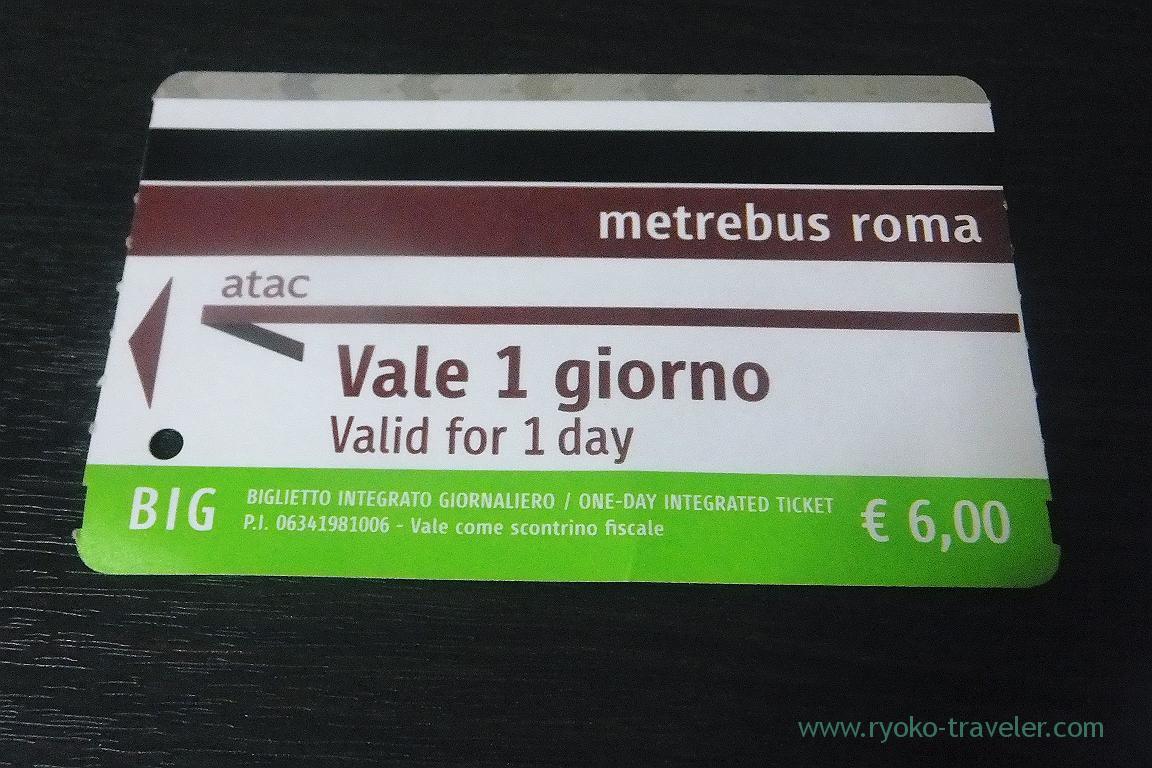 Metro and bus ticket, Rome (Trip to Italy 2015)