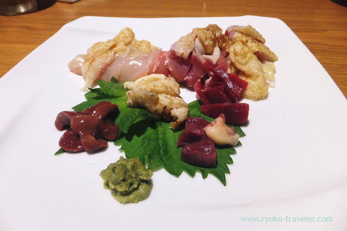 Assorted Satsuma-Jidori chicken sashimi, Dining bar Gracia (Asakusabashi)