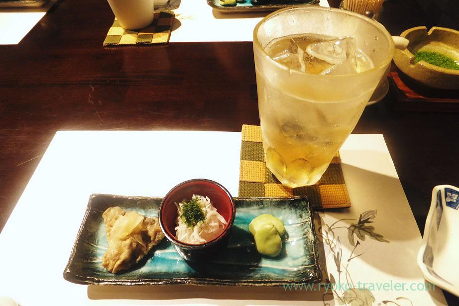 Plum sour with soda and otoshi, Fujimura (Tsukiji)