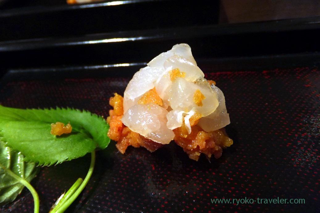 Red sea bream dressed with mullet roe, Tokichi (Kinshicho)